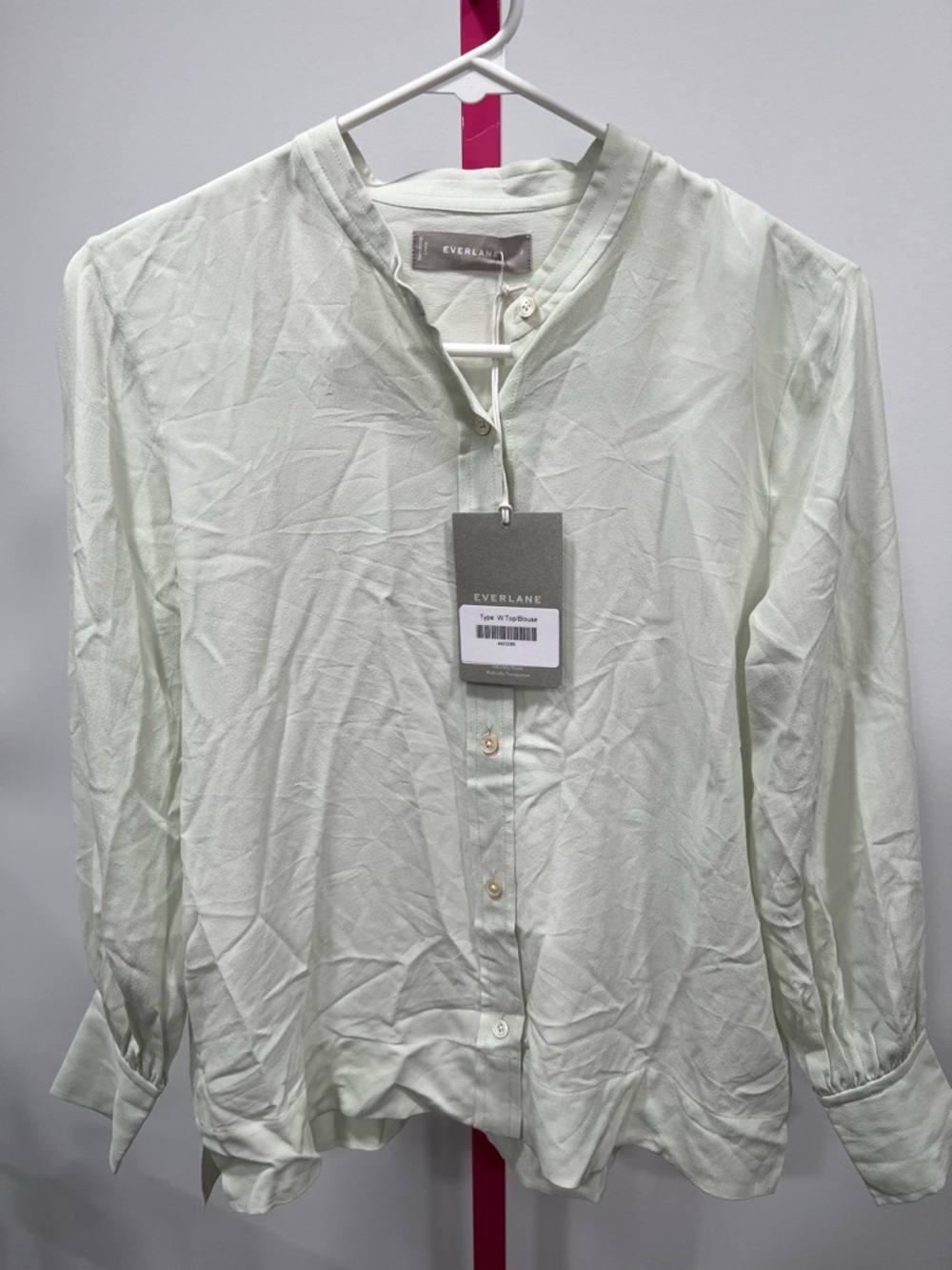 Everlane Light Mint Green Button-Up Long Sleeve Top - Picture 3 of 7